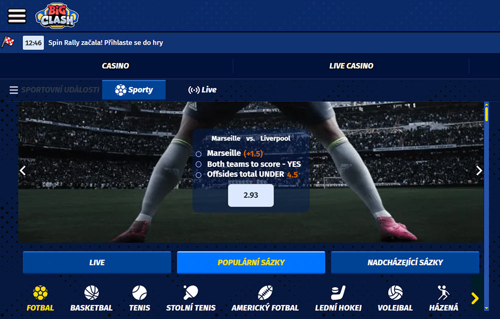 BigClash – druhy sportů