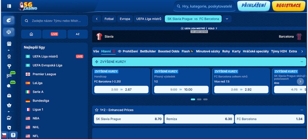 SG Casino – sázky na sport v Česku
